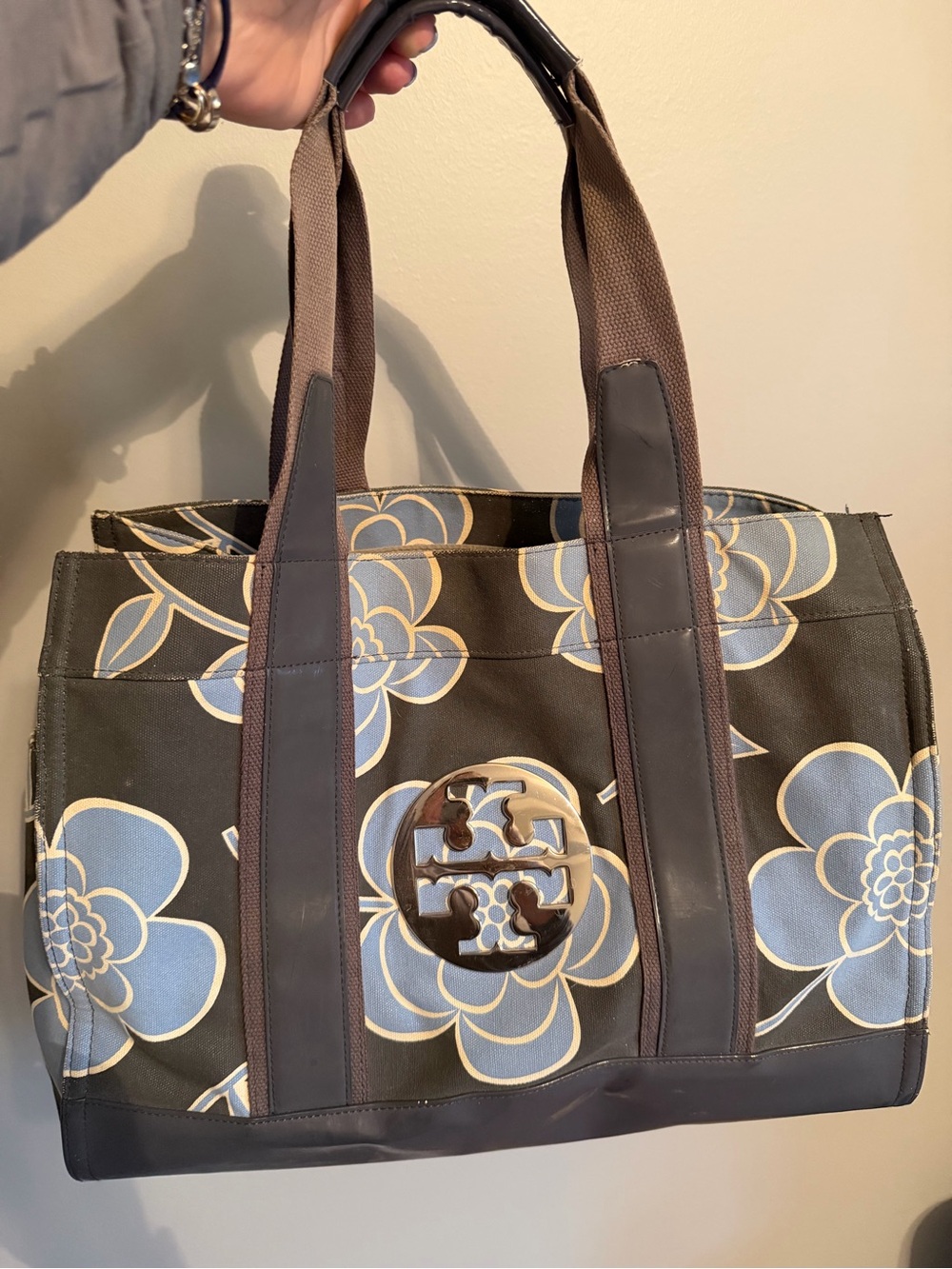 Tory Burch Tote - gray and light blue